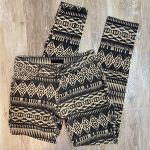 Patterned Black and Tan Women Jeans
